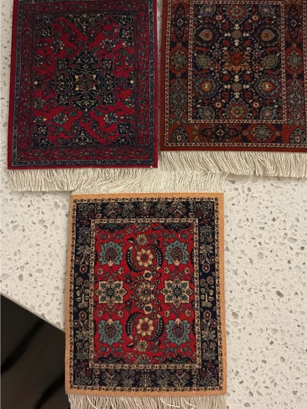 The met museum Rug Mug Coasters Miniature Persian-Style Red Area Rugs - Set of 3